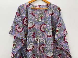 Vestido de maternidad de algodón suave con bloque de mano indio, Vestido de playa informal para mujer, túnicas cómodas de verano, bloque de mano Maxi de noche - Product Image 2