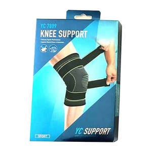 YC SUPPORT YC7889 Genouillère de soutien réglable avec sangles de compression unisexe noir/vert, attelle stabilisatrice - Product Image 1