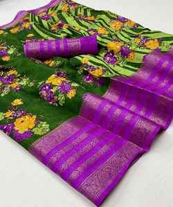 Prêt à porter broderie traditionnelle travail Banarasi Khadi Sari soie fête indienne vêtements de mariage dames prix de gros Net tissu - Product Image 6