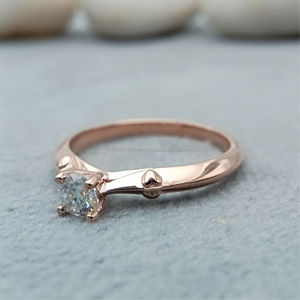 Forme ronde LAB GROWN Fine Jewelry Bague de fiançailles en or massif Bague de mariage - Product Image 1