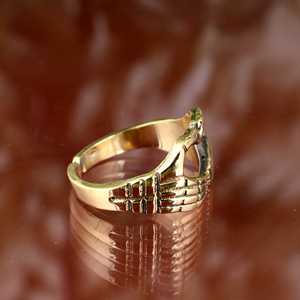 Trendy Two Hand Joined Heart Brass <b>Ring</b> 18k Gold Plated Ethnic <b>Adjustable</b> Punk Skeleton Palm Heart Finger Women Wholesale <b>Ring</b> - Product Image 2