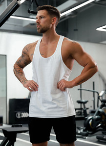 Wholesale Bodybuilding Muscle Fit Workout Fitness Sportswear <b>Vests</b> Athletic <b>Stringer</b> Solid Racerback Gym Wear Tank Top For Men - Product Image 3