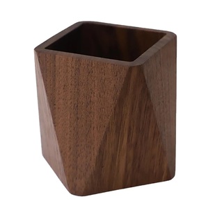 Black Walnut Wooden Pencil Box manufacturer Multiple <b>Desk</b> Writing Stationary Organizer <b>Pen</b> <b>Holder</b> Cups Office School Supplies - Product Image 1