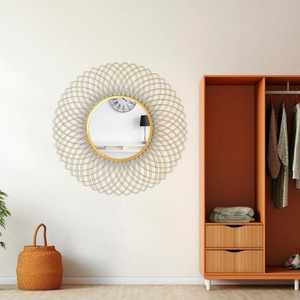 Mobilier moderne et élégant de salon avec miroir mural rond et cadre en métal, vente en gros de décoration murale décorative, fournisseur en vrac - Product Image 1