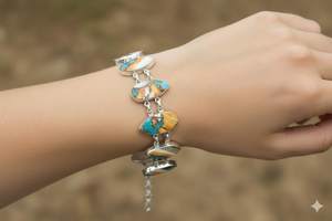 Oyster Turquoise 925 Sterling <b>Silver</b> Luxury Adjustable Charm Bracelet Handmade Gemstone Jewelry GIA Certified for <b>Women</b> - Product Image 6