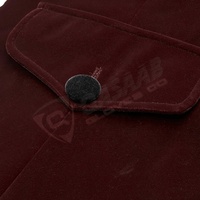 Manteau long vintage en velours bordeaux pour femme grande taille, style automne, avec garniture en dentelle, manches lanternes et double boutonnage