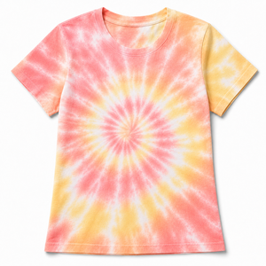 เสื้อยืดผู้หญิงสีพาสเทลลายมัดย้อม ทรงปกติ ผ้าฝ้าย 100% คอกลม แขนสั้น สไตล์ลำลอง เสื้อผ้าสตรีทแวร์สำหรับฤดูร้อน รับผลิตตามแบบ OEM - Product Image 2