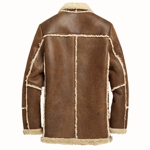 Manteau long en cuir véritable pour homme, style rancher, en peau de mouton, avec doublure en fourrure Sherpa, pour l'hiver, vente en gros OEM - Product Image 6