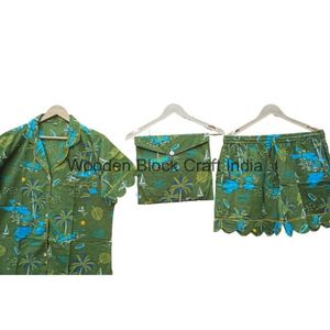 ชุดชุดนอน Kangura ผ้าฝ้ายแท้สำหรับผู้หญิง100% 100% พิมพ์ลายแนววินเทจสวยงาม - Product Image 6