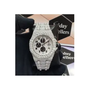 Luxury Mechanical Automatic Movement Stainless Steel Matereil Hip Hop Iced Out VVS Moissnite Diamond Watch Pass Diamond Tester