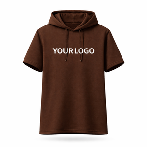 Sudadera con Capucha de Manga Corta con Logotipo Personalizado, Unisex, Estilo Informal, Ligera, Mezcla de Algodón, Ropa de Calle, Camiseta con Capucha, Nueva Llegada 2026 - Product Image 1