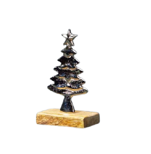 Exhibición de árbol de Navidad de Metal de llegada superior en Base de madera, diseño de arte para el hogar, escultura de escritorio de oficina para sala de estar al precio más bajo - Product Image 4