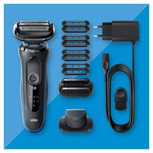 Rasoir électrique étanche IPX7 pour homme avec tondeuse de précision, brosse de nettoyage, rasoir rotatif à cinq lames, type remplaçable lavable - Product Image 1