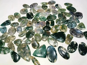 อัญมณีไฟสีฟ้าทรงหลังเบี้ยลายมอสธรรมชาติหินโมราอัญมณีสีตกแต่งทรงแตกต่างกัน - Product Image 5