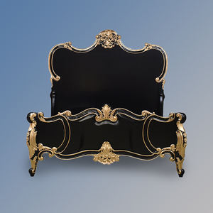 Cama Luis XV Hecha de Madera de Caoba de Alta Calidad con Color Negro y Dorado para Muebles de Dormitorio - Product Image 2