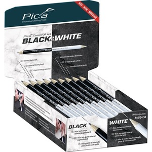 Paquete de 50 Marcadores Clásicos 2B de Doble Punta, 24 cm, Blanco y Negro - Lápices de Colores PICA - Product Image 1