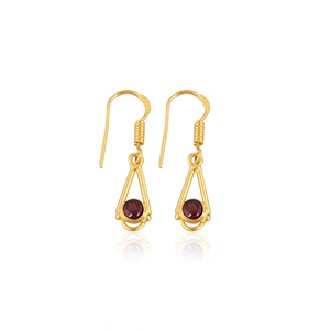 Boucles d'oreilles en grenat naturel du Mozambique en argent sterling 925, boucles d'oreilles à crochet faites à la main, serties de pierres, bijoux pour femmes et filles - Product Image 1