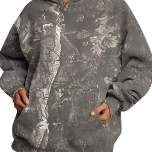 Nouveau sweat à capuche unisexe surdimensionné en molleton épais, imprimé camouflage Real Tree vieilli et brodé, idéal pour l'hiver - Product Image 6