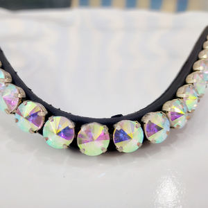 Diadema de Diamantes Multicolores Hecha a Mano con Cristales Ligeros, Elaborada en Cuero Italiano, Elegante Accesorio Ecuestre para Caballos - Product Image 1
