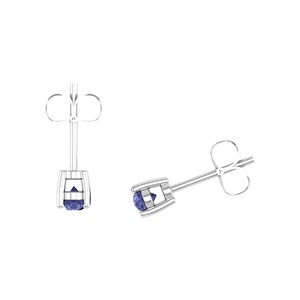 Orecchini a Perno in Argento Sterling 925 con Tanzanite Naturale Taglio Ovale 5x3mm, Gioielli alla Moda - Product Image 2