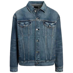 Veste en jean pour homme en coton avec logo personnalisé en gros, respirante, pour une utilisation en extérieur - Product Image 1