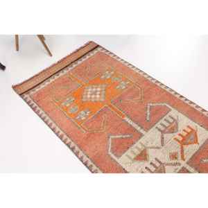 Alfombra turca de 2.8x10.9 pies, alfombra marroquí vintage naranja - Product Image 1