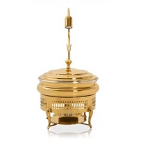 Nouveau chauffe-plats à couvercle de coupe arabe rond et beau avec fond design Hotpot plaqué or pour la vaisselle du Moyen-Orient