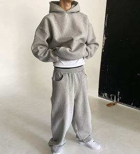 PUFFIN SPORTS – Nouveaux ensembles streetwear pour hommes, 100 % coton, imprimé logo personnalisé, 2-en-1, hiver, à capuche, avec cordon de serrage, respirants, en polaire, avec poches latérales - Product Image 5