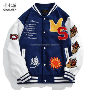 Veste d'université coupe-vent pour l'extérieur, Logo personnalisé, corps en laine brodée, de haute qualité - Product Image 3