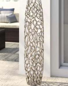 Jarrón Largo de Metal Plateado - Product Image 2