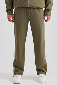 Custom logo Nylon Panel Funnel Neck Track <b>Jacket</b> & Jogger <b>Khaki</b> Soft Fabric Tracksuit for <b>men</b> - Product Image 3