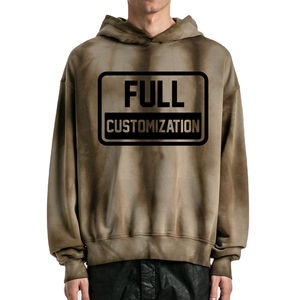 Sudadera con Capucha de Algodón Grueso Vintage para Hombre, Diseño Desgastado con Lavado Ácido, Técnica de Hombros Caídos, para Invierno - Product Image 3