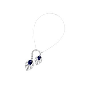 950 Platine (Pt950) Collier de 16 pouces avec VVS D Moissanite Goutte Poire Forme Saphir Synthétique Pendentifs Fins et Bijoux à Breloques - Product Image 1