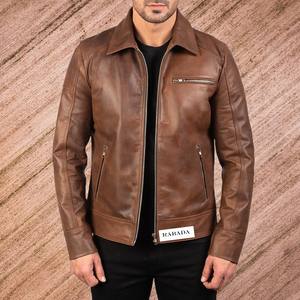 Chaqueta de cuero para hombre, venta al por mayor, chaqueta de cuero para motocicleta para hombre, chaqueta de corredor ajustada de alta calidad - Product Image 2