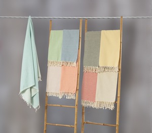 Vente chaude 100% coton écologique à séchage rapide turc Peshtemal serviette motif rayé Logo personnalisé conception plage utiliser à bas prix - Product Image 6