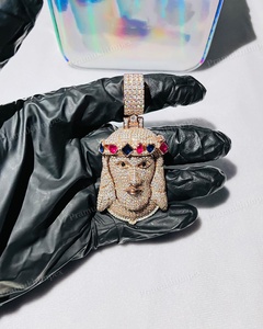 Collar con Colgante de Moissanita Redonda con Engaste de Garra, Chapado en Oro, Estilo Hip Hop, VVS, para Fiestas, Venta Caliente - Product Image 3