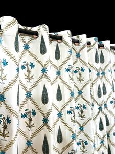 Classically Styled Indian Luxury <b>Window</b> & Door <b>Curtains</b> Hand Block Printed Cotton Fabric for Bedroom & Living Room - Product Image 4