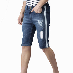 Shorts Bermuda en Jean Décontractés pour Homme, Style Délavé, Taille Mi-Haute, Fermeture Élastique, 100% Coton Tissé Respirant - Product Image 3