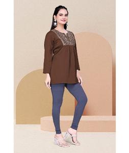 Indian Ethnic Wear Delta Cotton Material Latest Design Of Embroidery <b>Work</b> <b>Tunic</b> Style Short Kurti for Casual and Festival Wear - Product Image 1