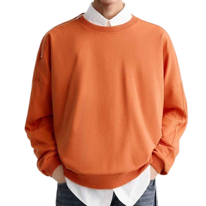 สเวตเชิ้ตแบบยาวของผู้ชายเสื้อสเวตเชิ้ตแบบพอดีตัวปกติทำจากผ้าฝ้าย100% มีสไตล์สีพื้น2025 - Product Image 5