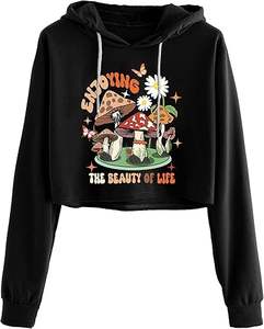 Haut à capuche court à manches longues, design tendance 2024, classique, de haute qualité, fabriqué sur mesure, en tricot de soie, techniques brodées, utilisation hivernale - Product Image 5