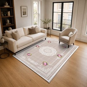 RUGS DEPOT LXDP-1027 Wholesale Multicolor Neutral Modern Vintage Digital Printed Machine Washable Chenille Area Rug Non <b>Slip</b> - Product Image 2