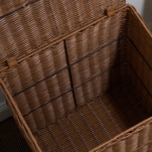Cesta de lavandería rectangular de mimbre de resina tejida, cesta de almacenamiento hecha a mano, venta al por mayor, ecológica, hecha en Vietnam - Product Image 5