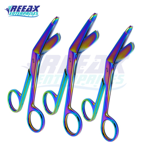 REEAX Enterprises 5.5 Ciseaux de chirurgie orthopédique en acier inoxydable hautement polis Instruments chirurgicaux à bandage arc-en-ciel multicolores - Product Image 2