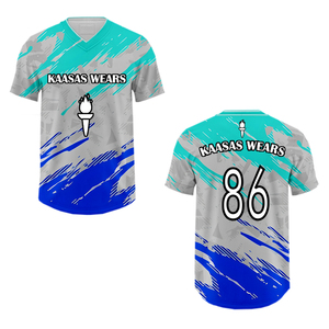 Camiseta de Béisbol Transpirable Hecha a Medida, Talla Grande, Impresión Digital Personalizada con Nombre del Equipo, 100% Poliéster, Cuello en V, Secado Rápido - Product Image 4