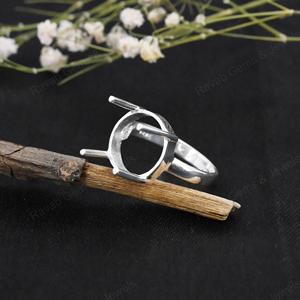 Genuine High Quality 925 Sterling Silver 12mm 4 Prong Setting Semi-Mount Engagement <b>Ring</b> 14k Gold Plated Handmade Custom Jewelry - Product Image 4