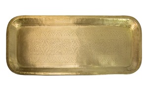 Plateau en métal en laiton fini or de conception classique plateau de service à la maison pour les aliments délicieux salades plateau à Dessert élégant outil de service - Product Image 2