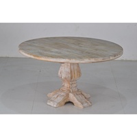Table de salle à manger ronde en bois massif blanc antique classique sculpture royale européenne de luxe pour meubles de maison de cuisine et de ferme