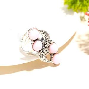 Wholesale Bulk Unique Design 925 Sterling <b>Silver</b> Women's Round Cut Wedding <b>Ring</b> Pink <b>Opal</b> Diamond Stone Gemstone Set for Parties - Product Image 4