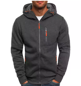 Sweat à capuche zippé 100 % coton molletonné pour homme, logo personnalisé brodé, impression numérique décontractée, couleur unie, écologique, respirant, coupe classique - Product Image 2